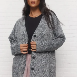 Dylan | Veste grise jacquard léopard