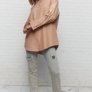 Valentine | Chemise lignée beige