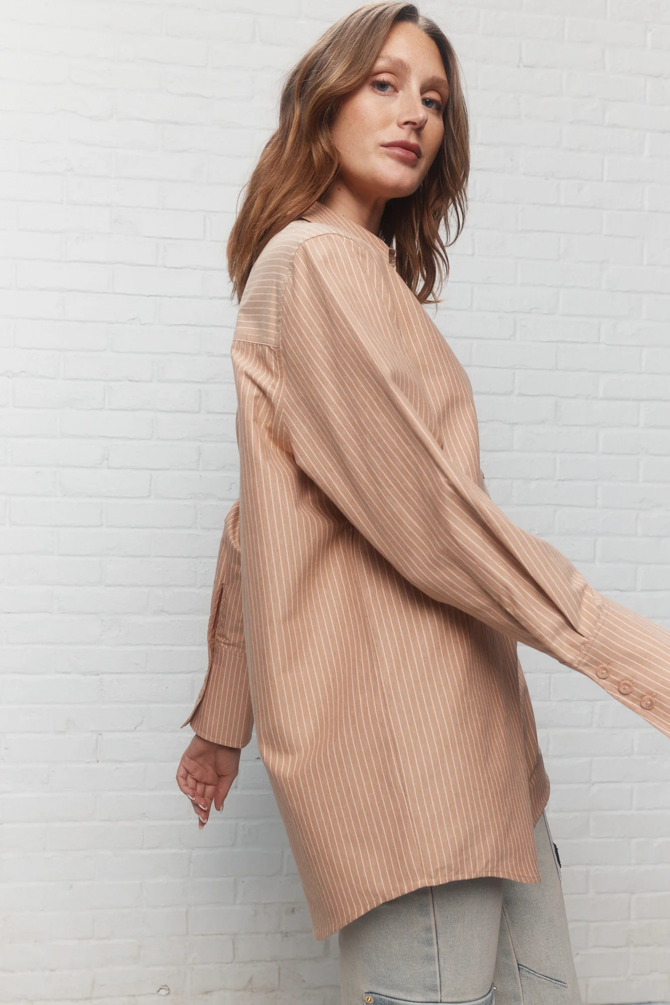 Valentine | Chemise lignée beige – Image 5