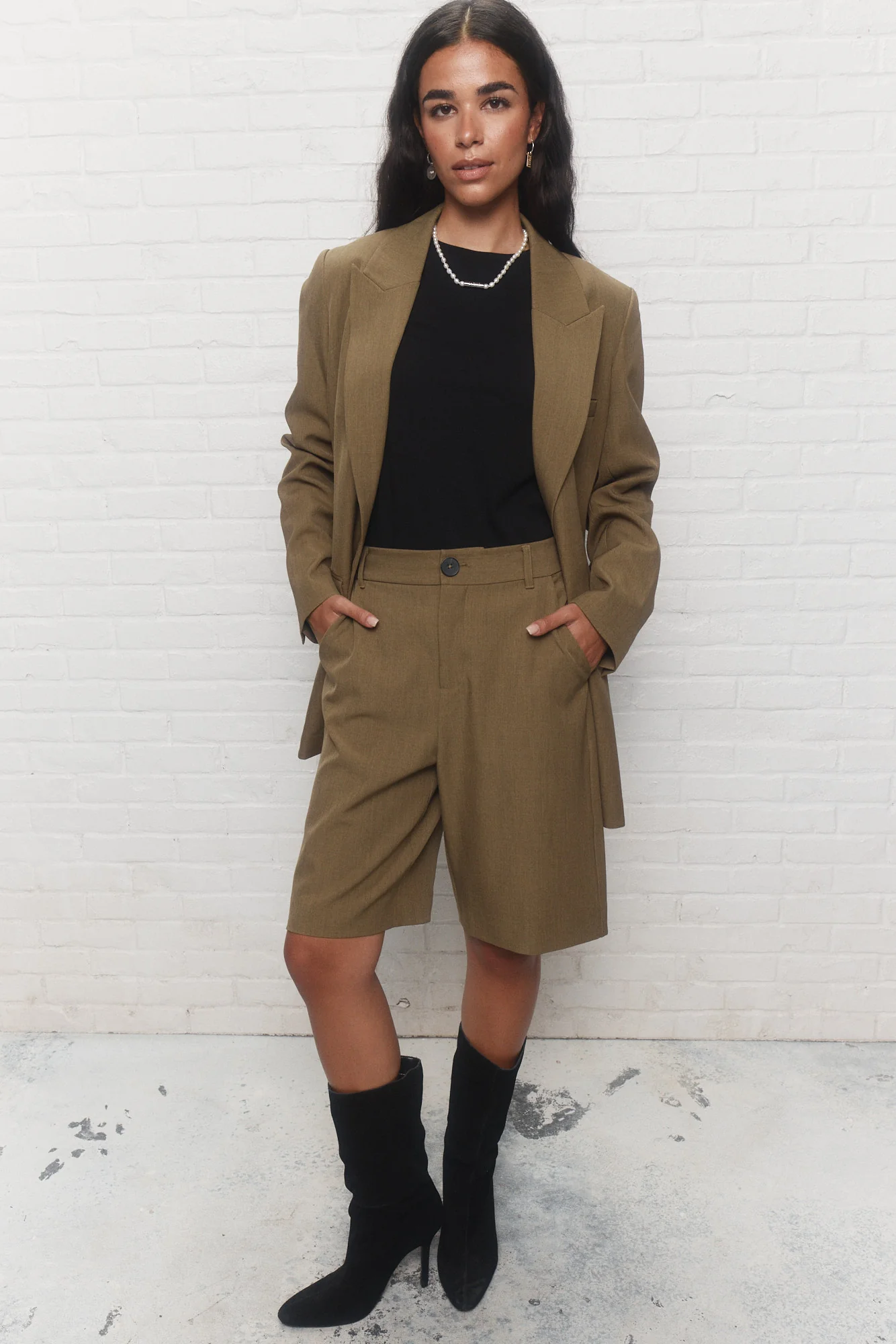 John | Veston carré ample kaki – Image 2