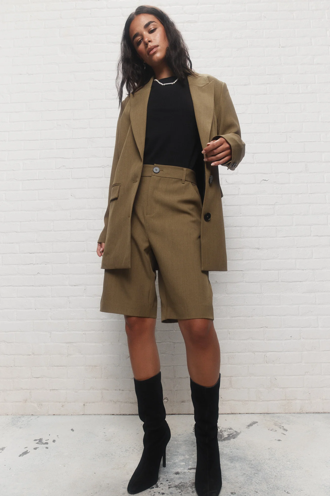 John | Veston carré ample kaki – Image 7