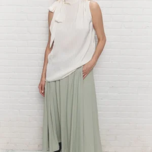 Kalzo | Blouse ivoire à nœud sans manches