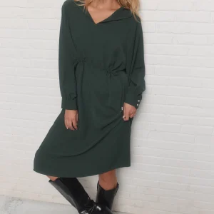 Josiann | Robe verte à capuchon