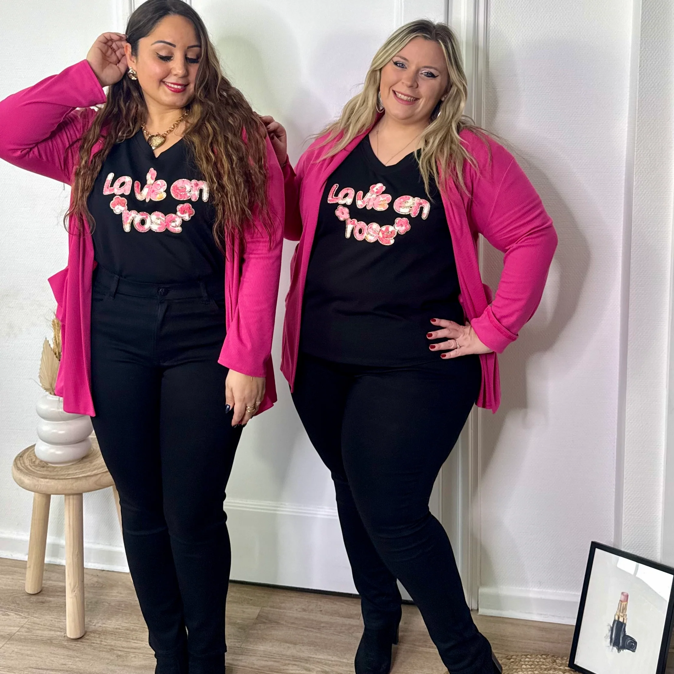 T-shirt imprimé la vie en rose en coton – Image 2