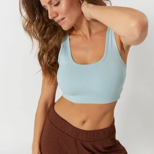 Camisole détente courte bleue à encolure carrée arrondie | True