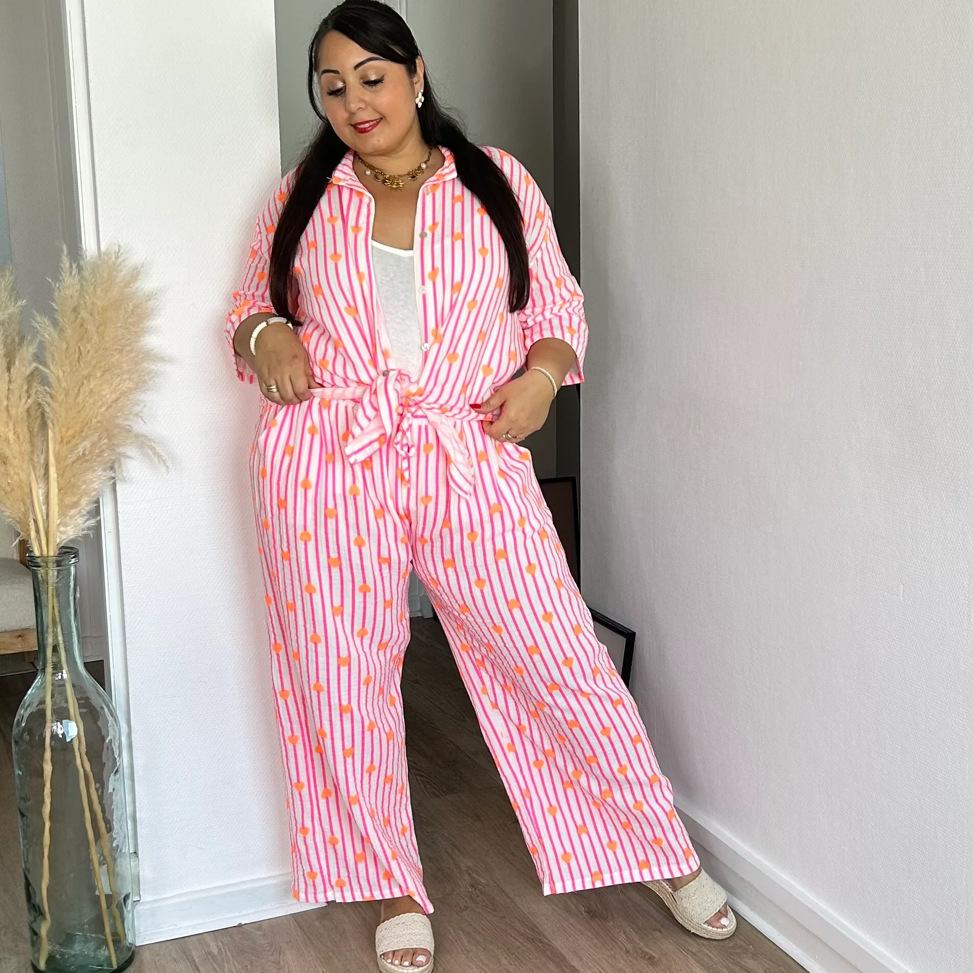 Pantalon à rayures et imprimé coeur – Image 3