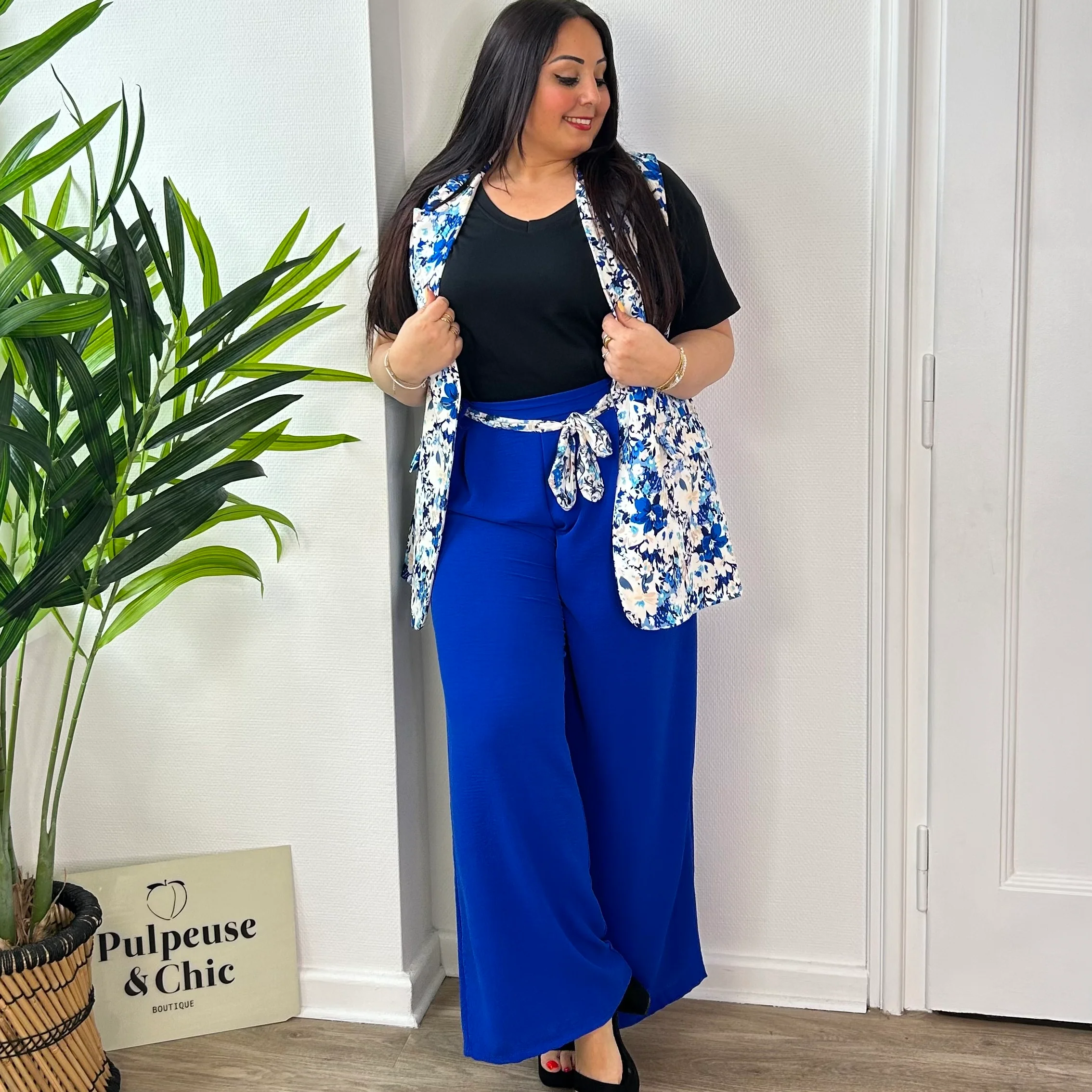 Blazer bleu roi sans manches – Image 4