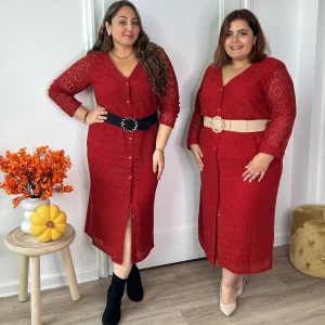 Robe longue crochet bordeaux