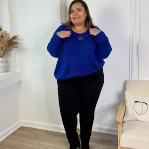 Pull détail étoile bleu roi