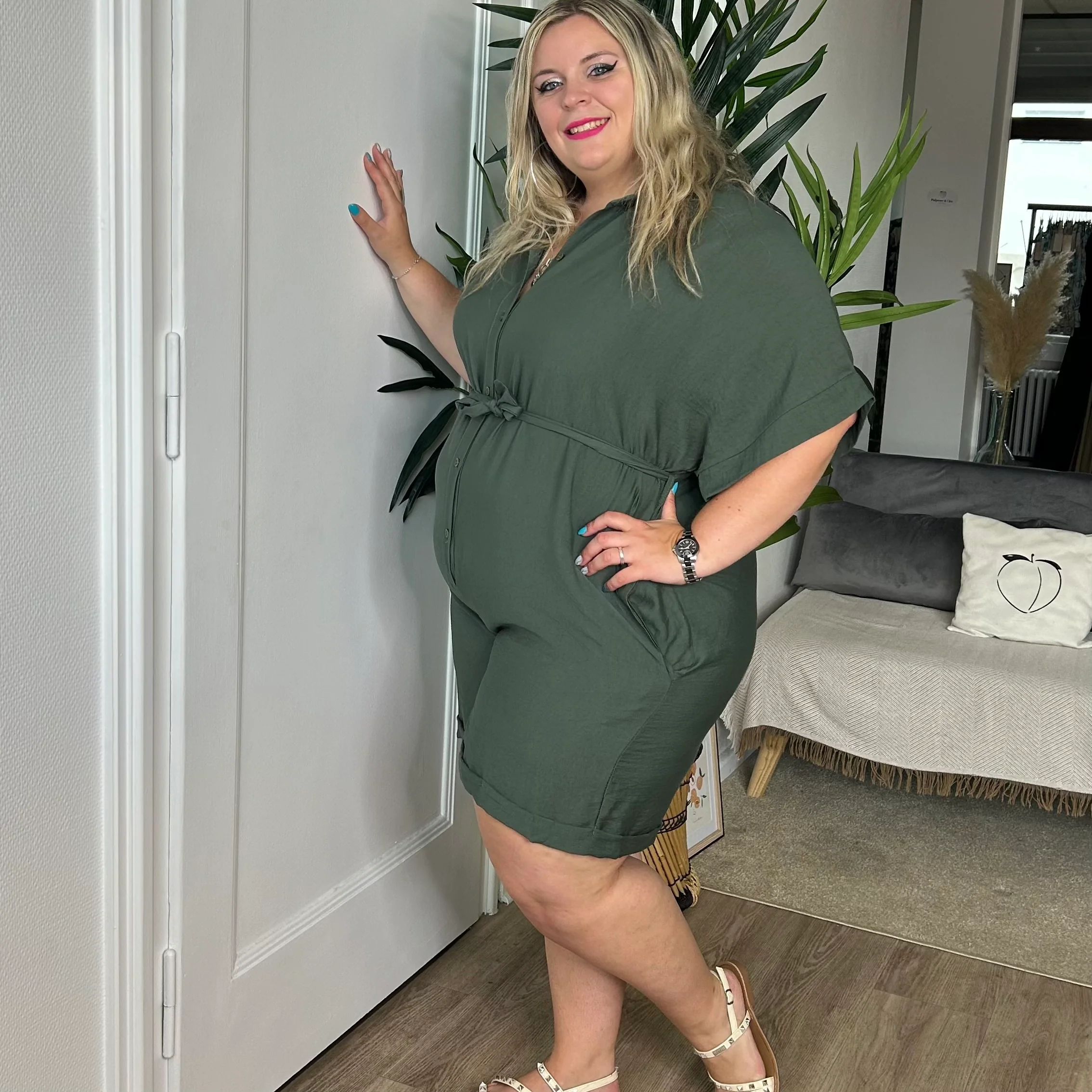 Combishort col chemise kaki – Image 6