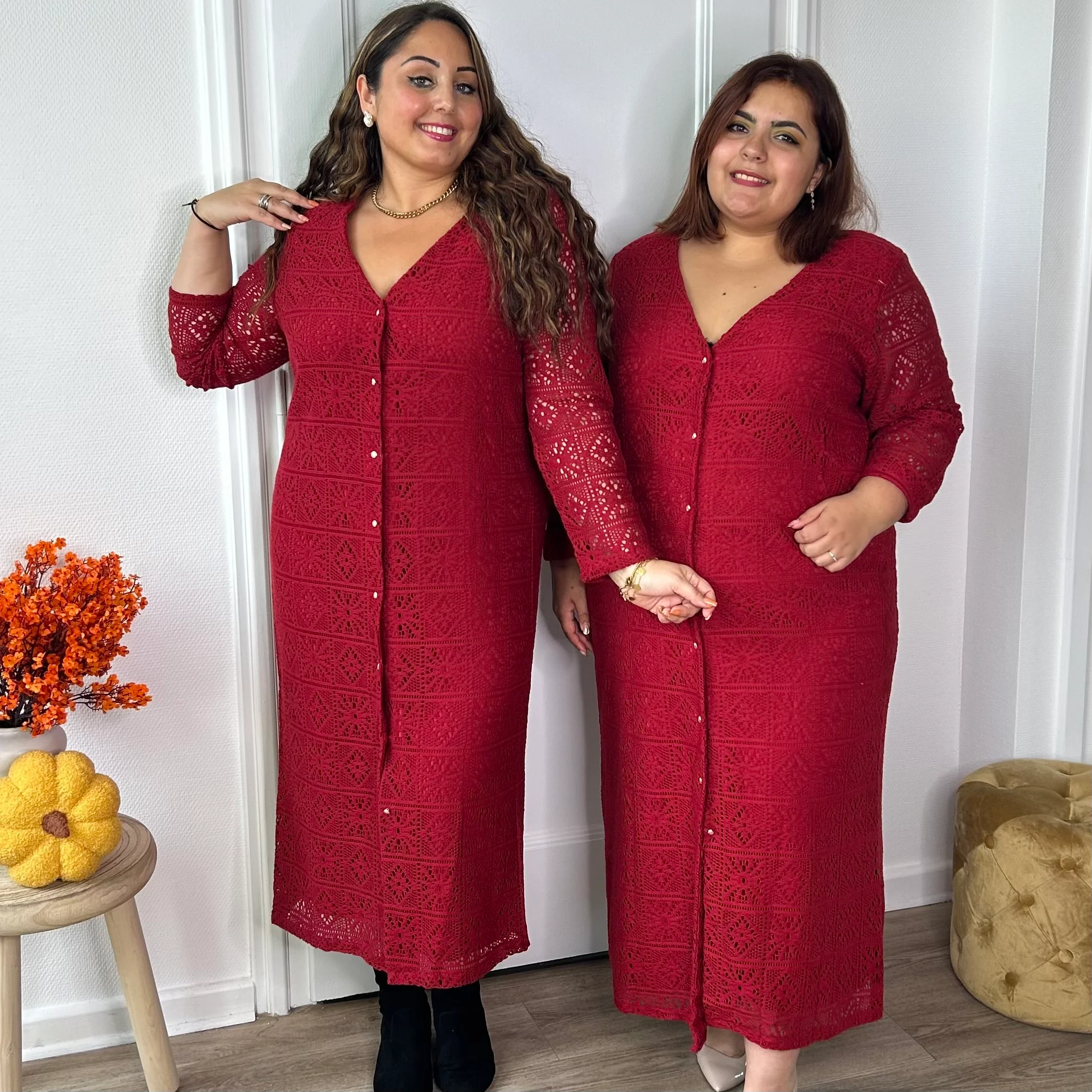Robe longue crochet bordeaux – Image 3