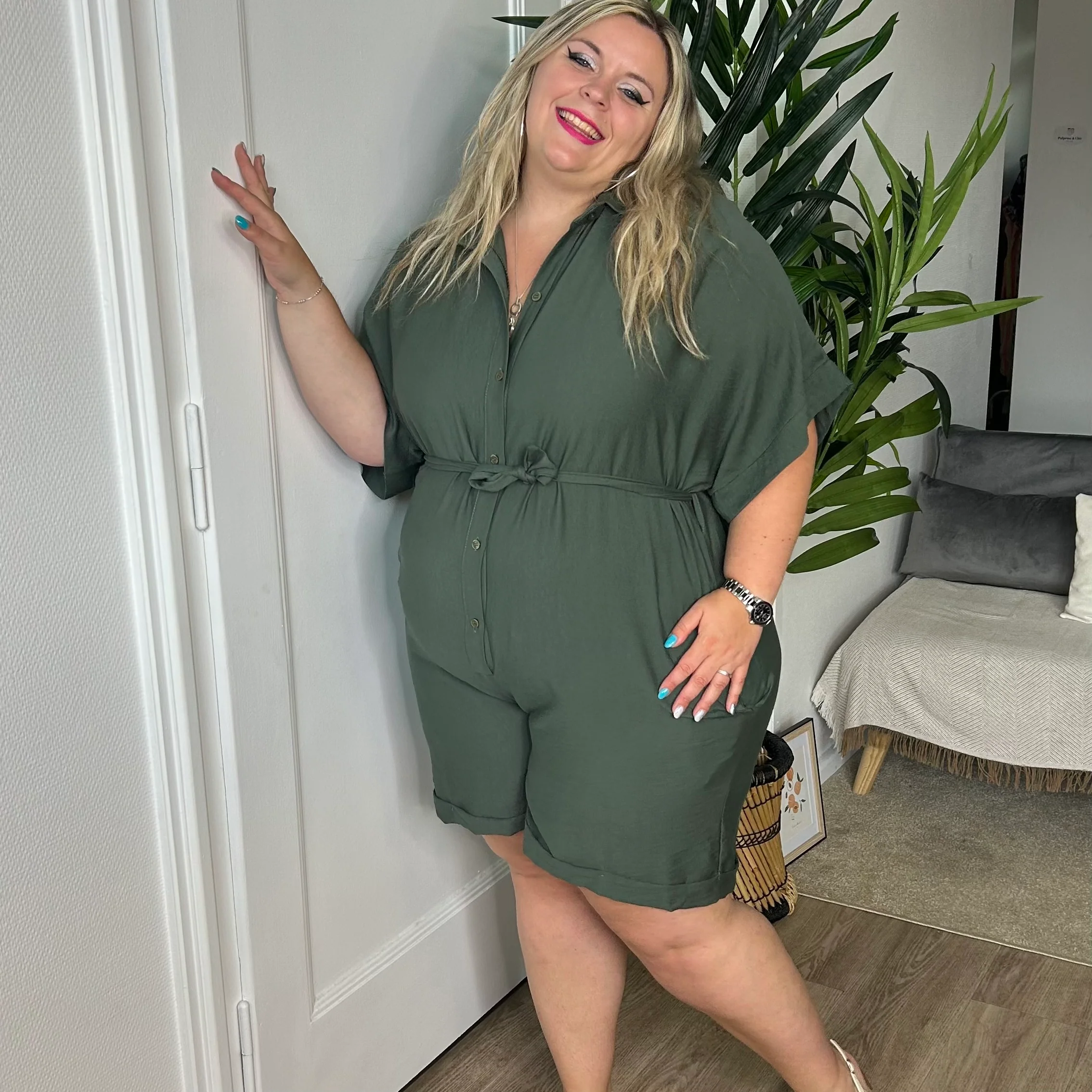 Combishort col chemise kaki – Image 5