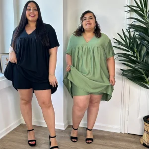 Robe-short courte fluide kaki