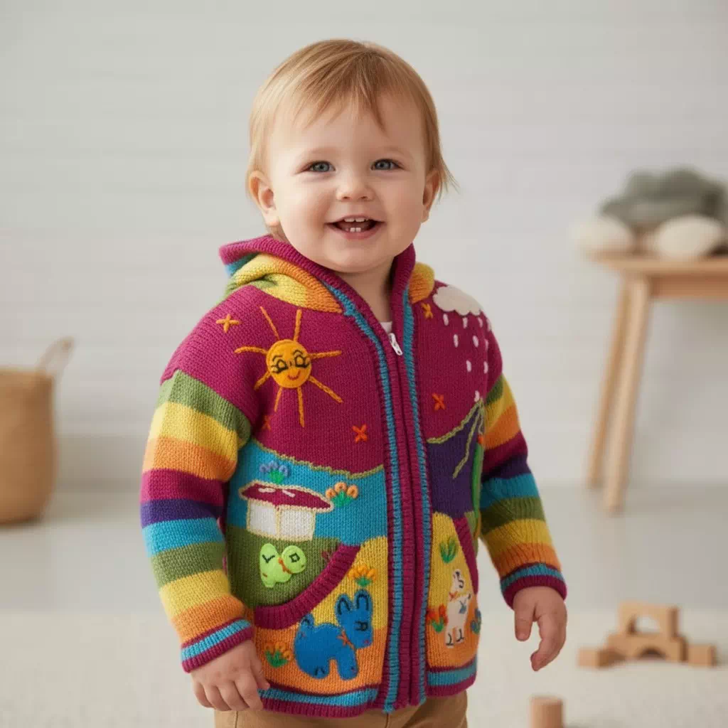 Gilet péruvien enfant doublure polaire – Image 3