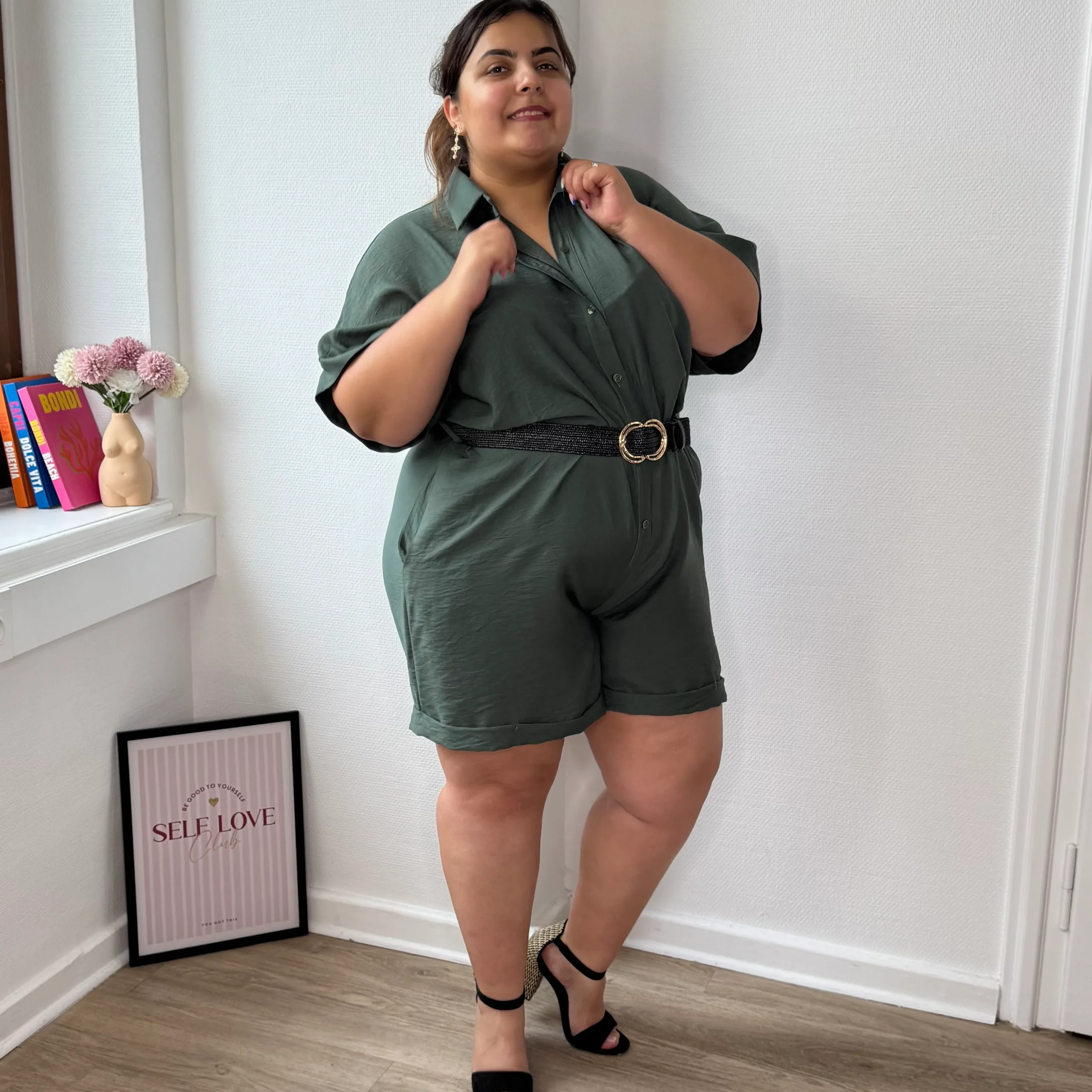 Combishort col chemise kaki – Image 3