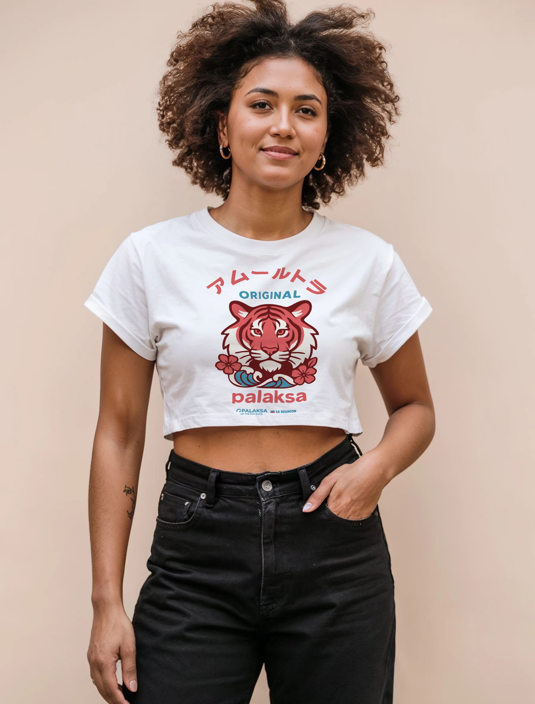 Crop-top Femme – Love Tiger – Coton Bio – Image 3