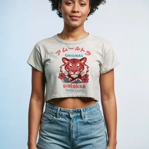 Crop-top Femme – Love Tiger – Coton Bio