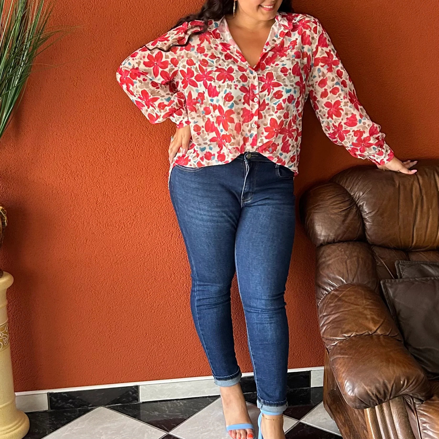 Jean taille mi-haute en denim bleu brut – Image 3