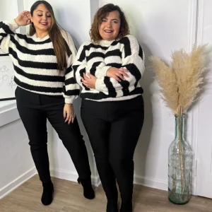 Pull à rayures noir et blanc