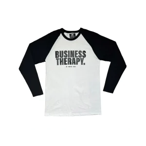 BASEBALL TEE "BUSINESS THERAPY" black/white