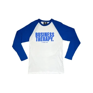 BASEBALL TEE "BUSINESS THERAPY" blue/white