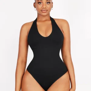 Body sculptant à col halter avec contrôle de taille
