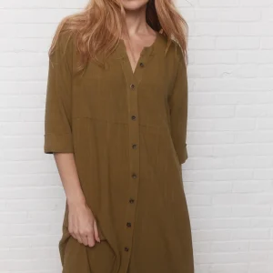 Paseo | Robe chemise vert kaki