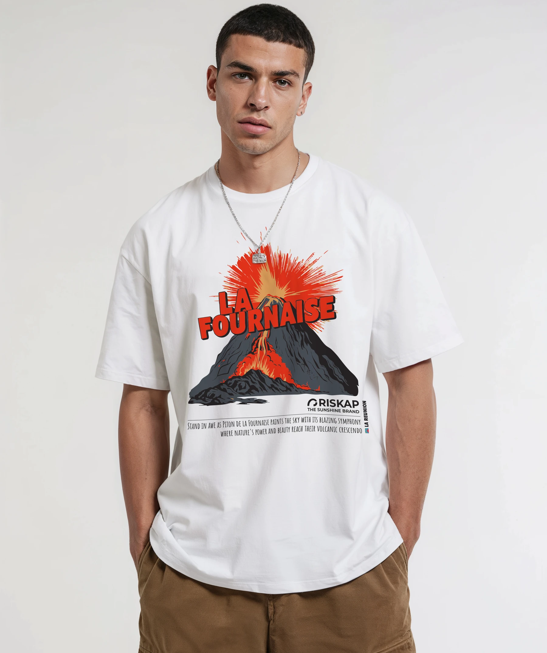 T-shirt Homme – La Fournaise Réunion – Coton Bio Premium