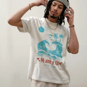 T-shirt Homme – Vagues Coeur – Coton Bio Premium