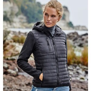Womens hooded crossover jacket