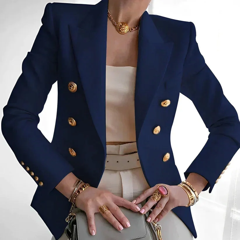Blazer femme à double boutonnage avec boutons dorés – Image 6