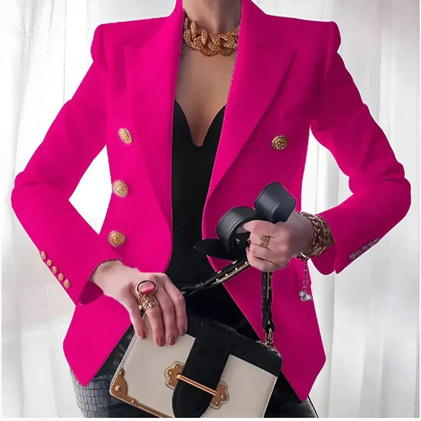 Blazer femme à double boutonnage avec boutons dorés – Image 7