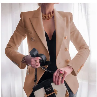 Blazer femme à double boutonnage avec boutons dorés – Image 8