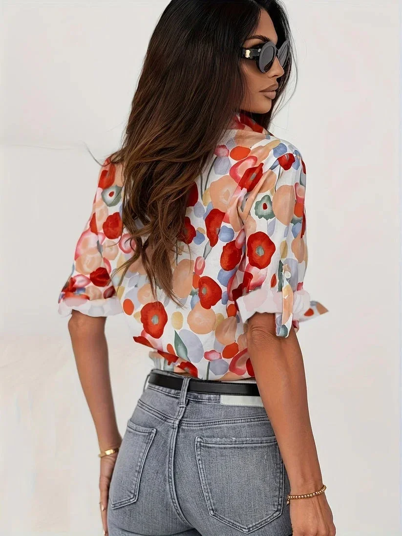 Blouse femme colorée à motifs floraux manches longues – Image 4