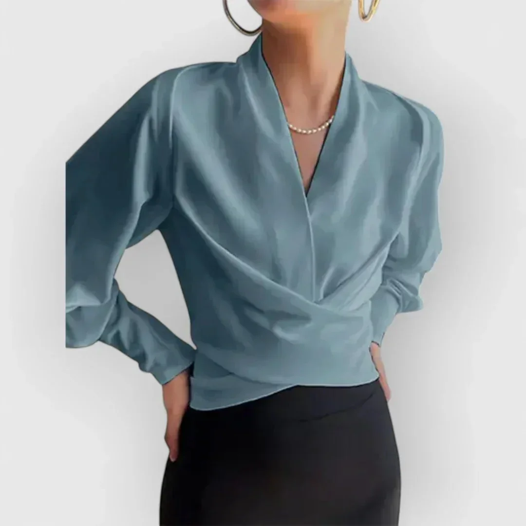 Blouse Femme Croisée Élégante pour Bureau et Loisirs – Image 3
