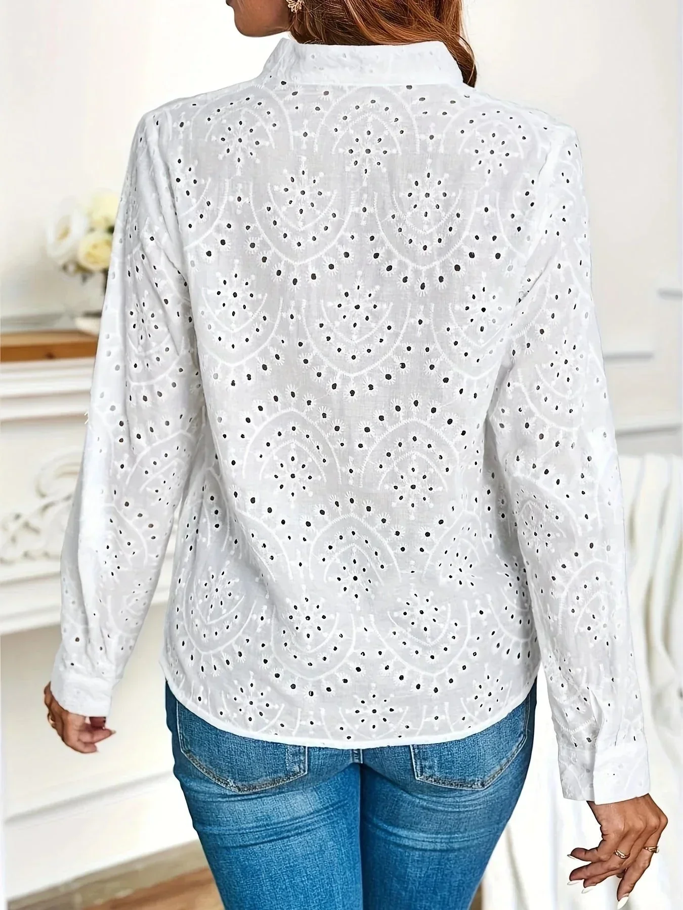 Blouse Femme Élégante Col V et Manches Longues – Image 8