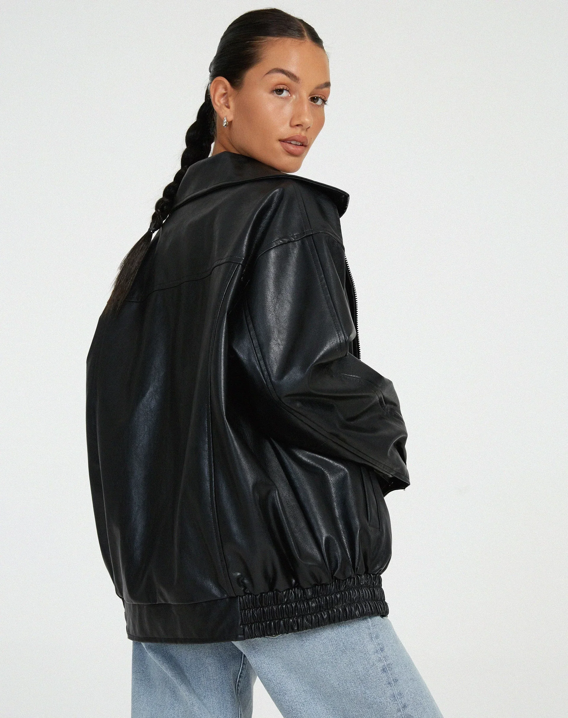 Blouson femme style motard en similicuir – Image 9