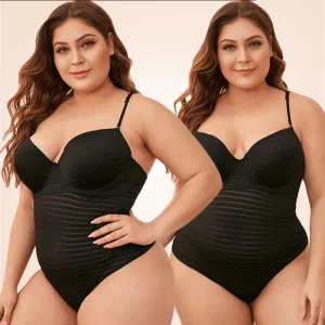 Bodysuit En String Noir Dos Nu À Bordure Croisée