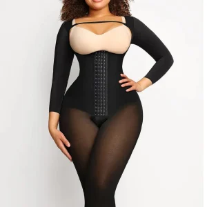 Body gainant à manches longues avec soutien-gorge en forme de U