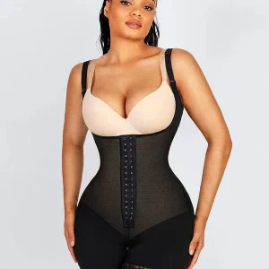 Body de contrôle du ventre en dentelle avec décolleté ouvert