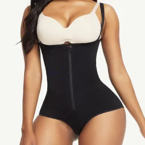 Body shaper Waist Trainer avec fermeture éclair à l'avant et bretelles réglables
