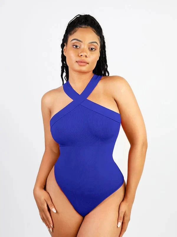 Body En Shapewear Sans Coutures À Col Halter Et Croisé – Image 5