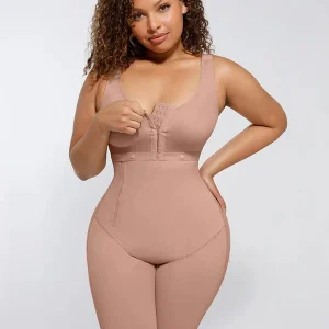 Body de compression post-opératoire haute avec fermeture éclair sur le côté