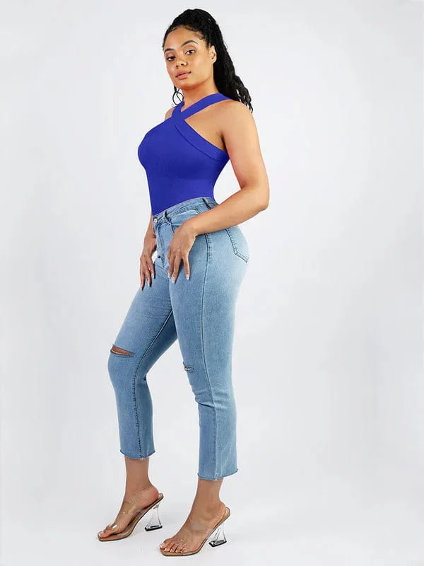 Body En Shapewear Sans Coutures À Col Halter Et Croisé – Image 7