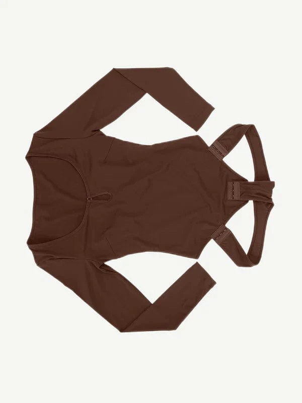Body à manches longues avec shapewear intégré et décolleté en scoop, avec une culotte – Image 8