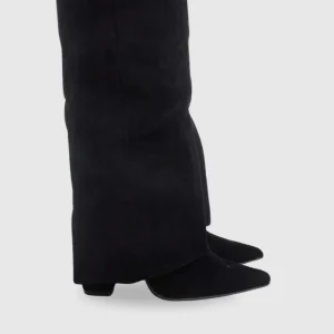 Bottes femme en suède avec détails métalliques