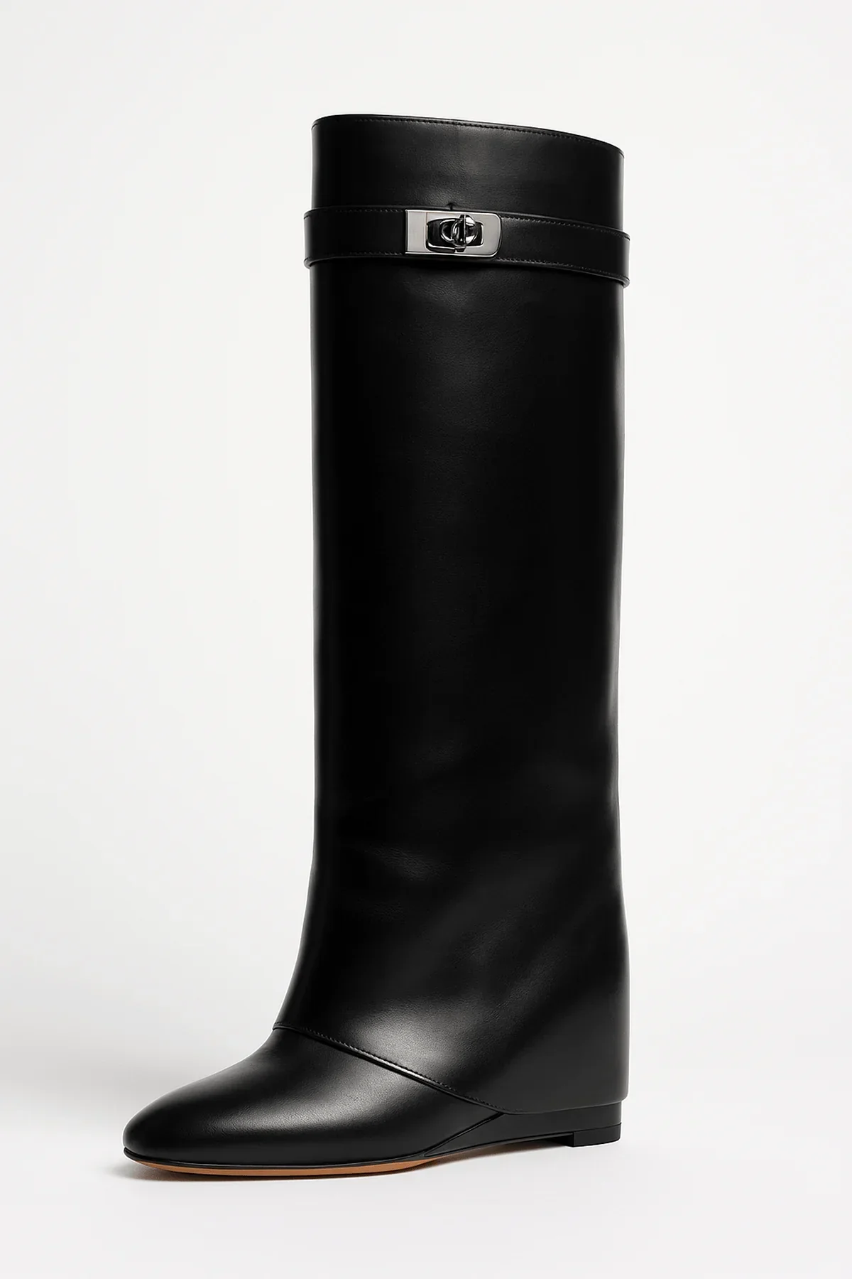Bottes Femme Hautes Simili Cuir avec Fermeture Décorative – Image 3