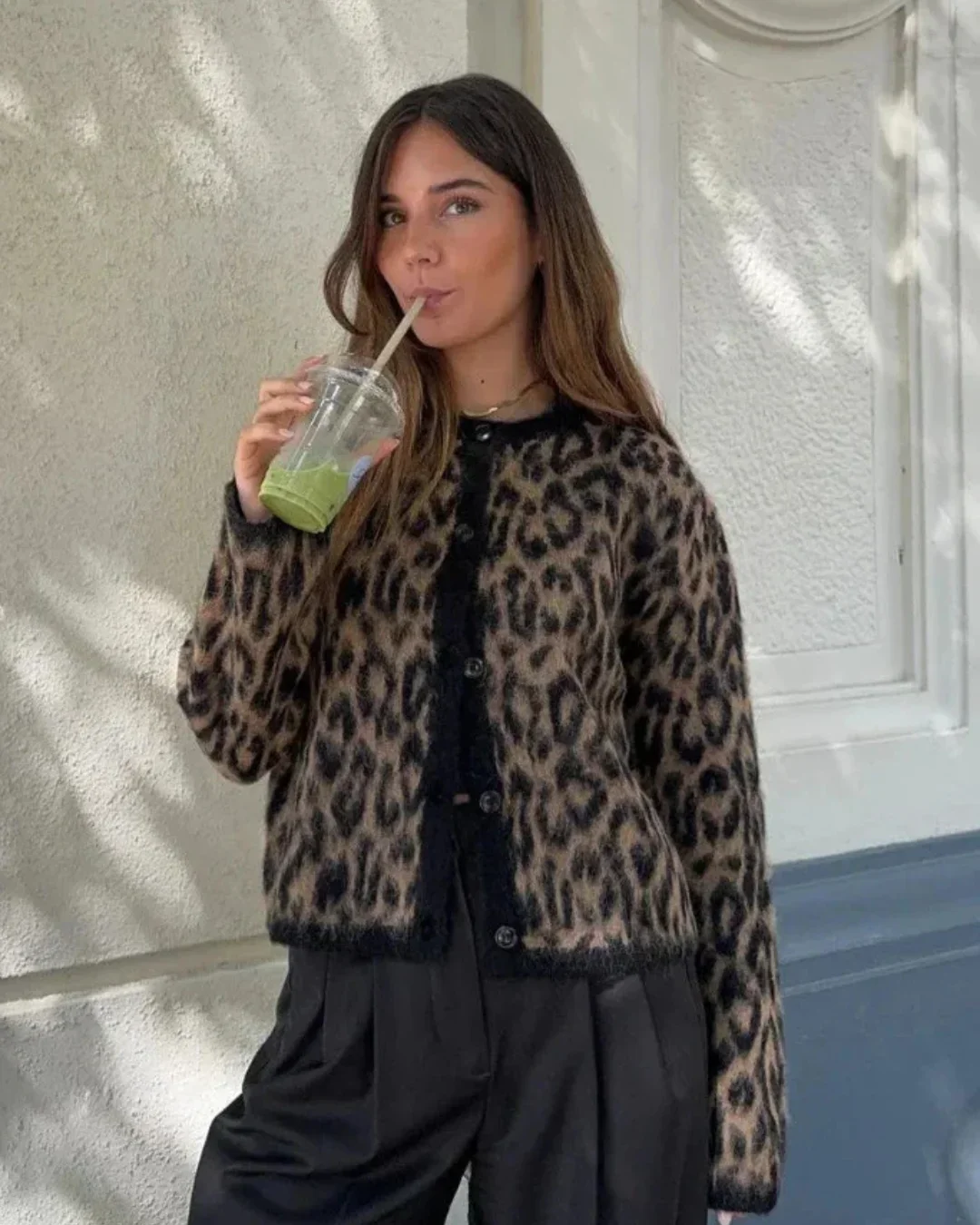 Cardigan femme manches longues motif animalier – Image 2