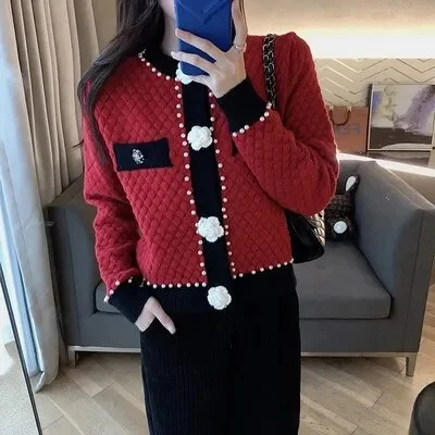 Cardigan femme orné perles et poches décoratives – Image 5