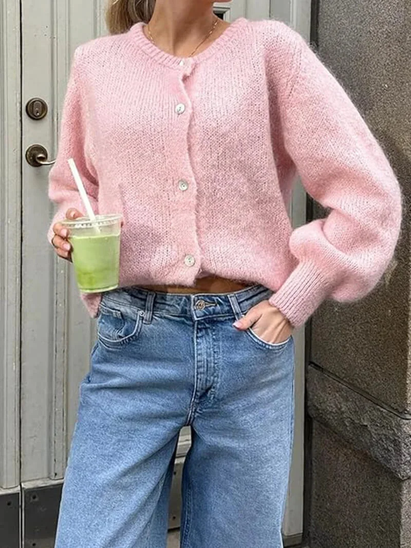 Cardigan tricoté femme boutonné parfait pour l'hiver – Image 3